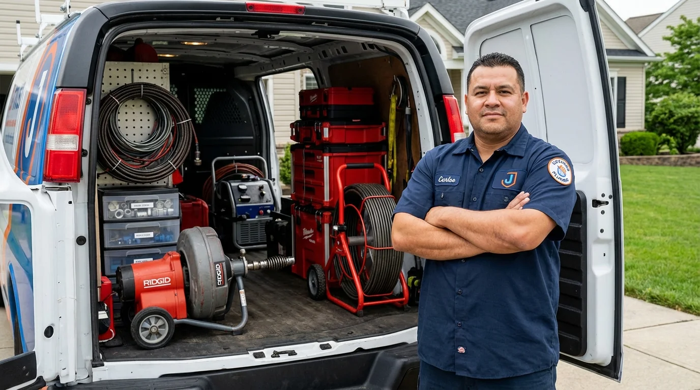 Professional drain cleaning equipment and Johns Plumbing LLC plumber in Westchester