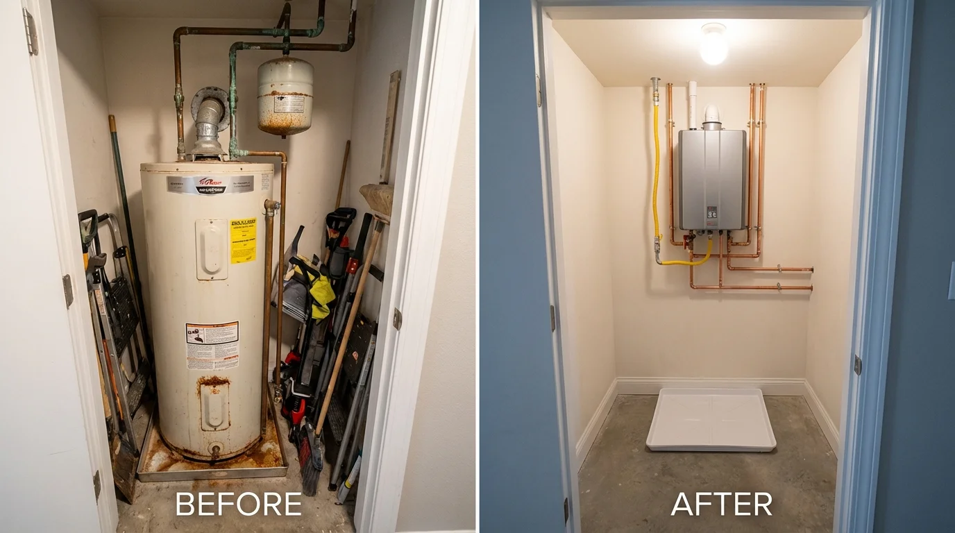 Tank water heater versus wall-mounted tankless unit comparison for Westchester, IL homeowners